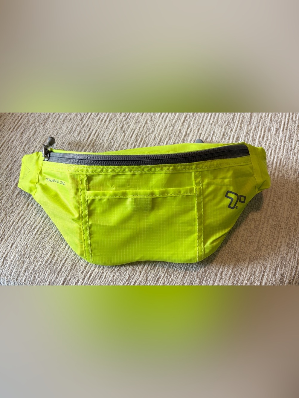 Travelon Neon Green Waist Pack With Multiple Zip Storage Compartments